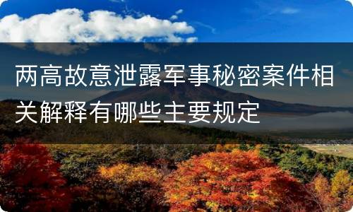 两高故意泄露军事秘密案件相关解释有哪些主要规定