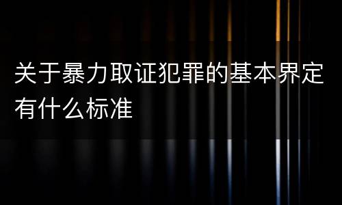 关于暴力取证犯罪的基本界定有什么标准