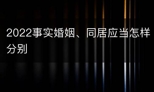 2022事实婚姻、同居应当怎样分别