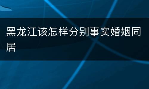 黑龙江该怎样分别事实婚姻同居