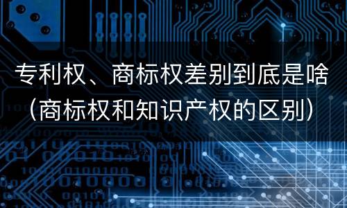 专利权、商标权差别到底是啥（商标权和知识产权的区别）
