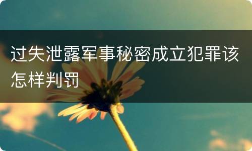 过失泄露军事秘密成立犯罪该怎样判罚