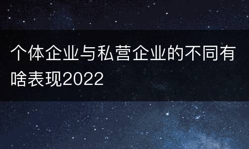 个体企业与私营企业的不同有啥表现2022