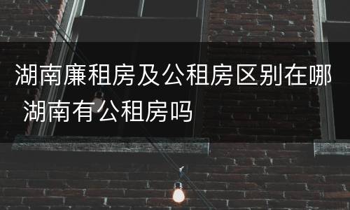湖南廉租房及公租房区别在哪 湖南有公租房吗