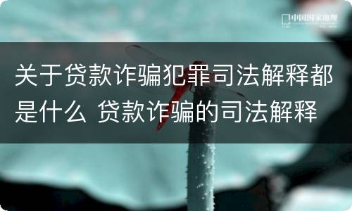 关于贷款诈骗犯罪司法解释都是什么 贷款诈骗的司法解释