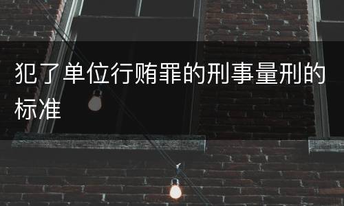 犯了单位行贿罪的刑事量刑的标准