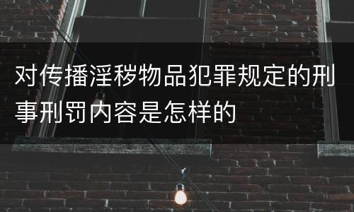 对传播淫秽物品犯罪规定的刑事刑罚内容是怎样的