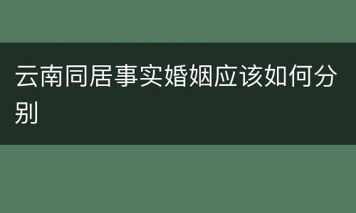 云南同居事实婚姻应该如何分别