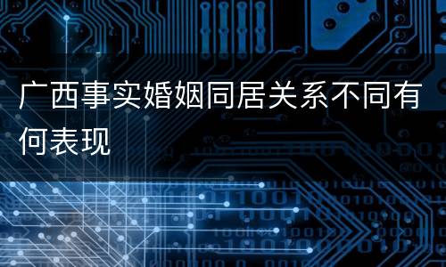 广西事实婚姻同居关系不同有何表现