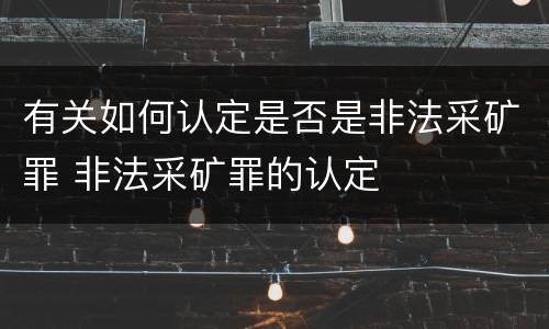 有关如何认定是否是非法采矿罪 非法采矿罪的认定
