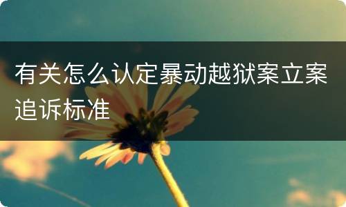有关怎么认定暴动越狱案立案追诉标准
