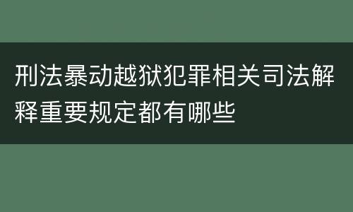 刑法暴动越狱犯罪相关司法解释重要规定都有哪些