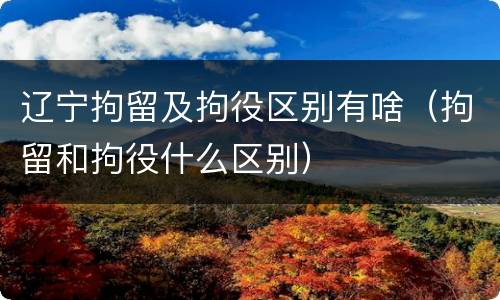 辽宁拘留及拘役区别有啥（拘留和拘役什么区别）