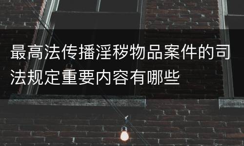 最高法传播淫秽物品案件的司法规定重要内容有哪些