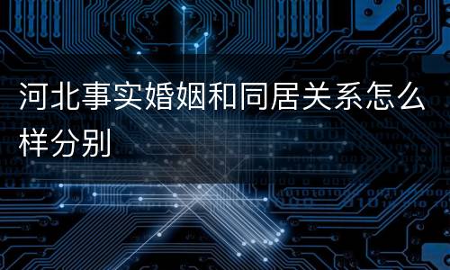 河北事实婚姻和同居关系怎么样分别