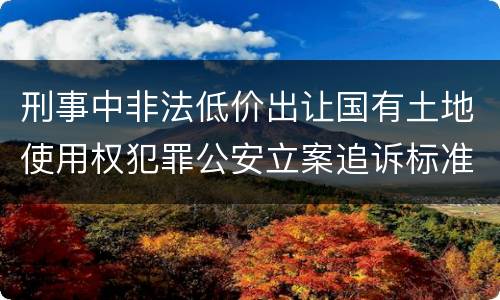 刑事中非法低价出让国有土地使用权犯罪公安立案追诉标准是怎么规定