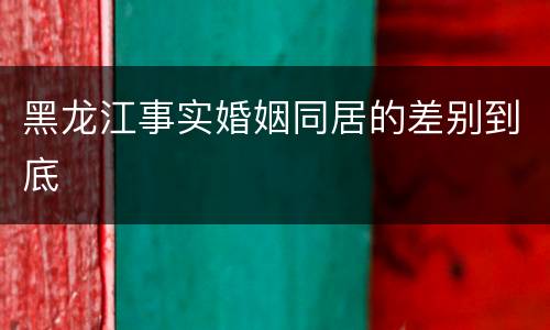 黑龙江事实婚姻同居的差别到底