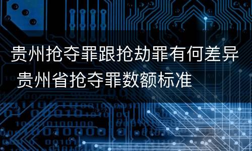 贵州抢夺罪跟抢劫罪有何差异 贵州省抢夺罪数额标准