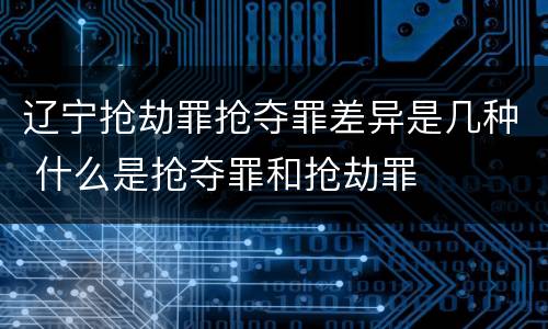 辽宁抢劫罪抢夺罪差异是几种 什么是抢夺罪和抢劫罪