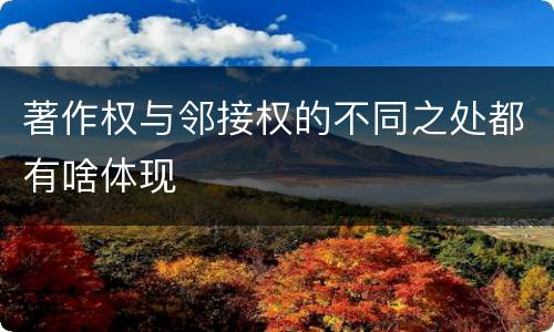 著作权与邻接权的不同之处都有啥体现