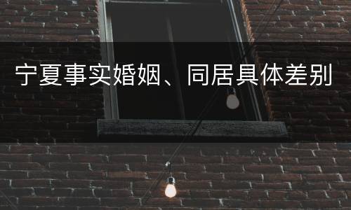 宁夏事实婚姻、同居具体差别