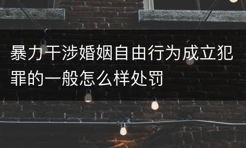 暴力干涉婚姻自由行为成立犯罪的一般怎么样处罚