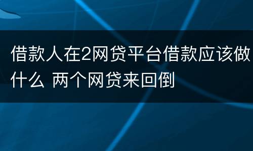 借款人在2网贷平台借款应该做什么 两个网贷来回倒