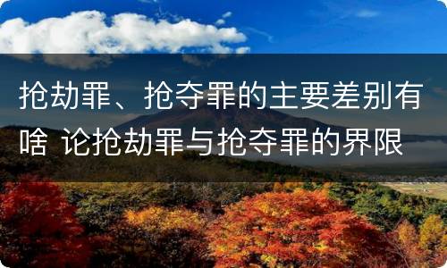 抢劫罪、抢夺罪的主要差别有啥 论抢劫罪与抢夺罪的界限