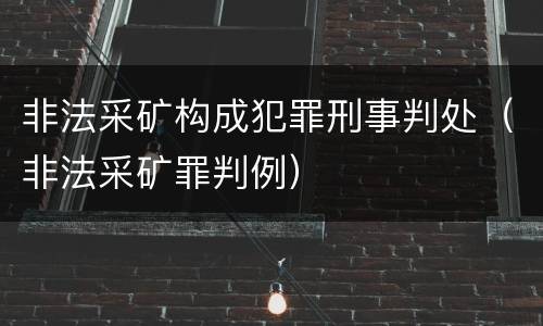 非法采矿构成犯罪刑事判处（非法采矿罪判例）