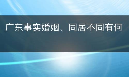 广东事实婚姻、同居不同有何