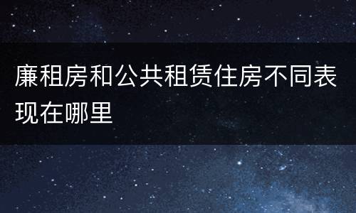 廉租房和公共租赁住房不同表现在哪里