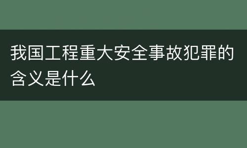 我国工程重大安全事故犯罪的含义是什么
