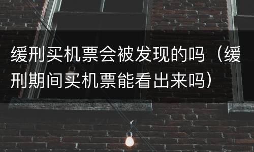 缓刑买机票会被发现的吗（缓刑期间买机票能看出来吗）