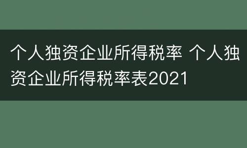 个人独资企业所得税率 个人独资企业所得税率表2021