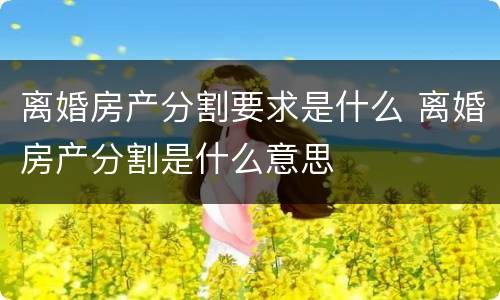 离婚房产分割要求是什么 离婚房产分割是什么意思