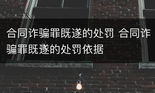 合同诈骗罪既遂的处罚 合同诈骗罪既遂的处罚依据