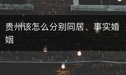 贵州该怎么分别同居、事实婚姻