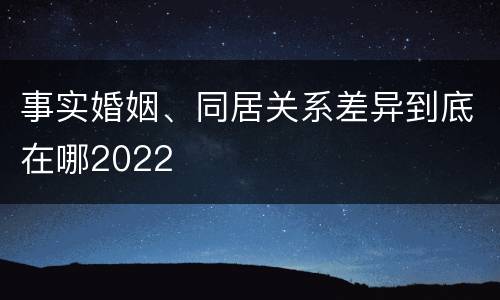 事实婚姻、同居关系差异到底在哪2022