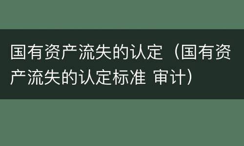 国有资产流失的认定（国有资产流失的认定标准 审计）