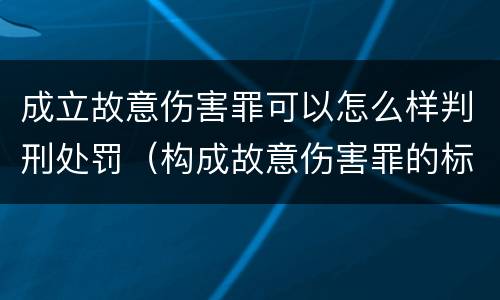 成立故意伤害罪可以怎么样判刑处罚（构成故意伤害罪的标准）