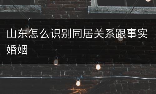 山东怎么识别同居关系跟事实婚姻