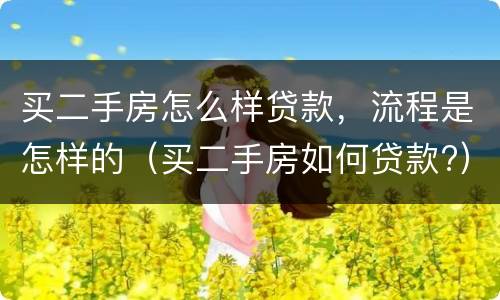 买二手房怎么样贷款，流程是怎样的（买二手房如何贷款?）