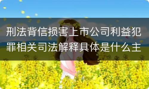 刑法背信损害上市公司利益犯罪相关司法解释具体是什么主要规定
