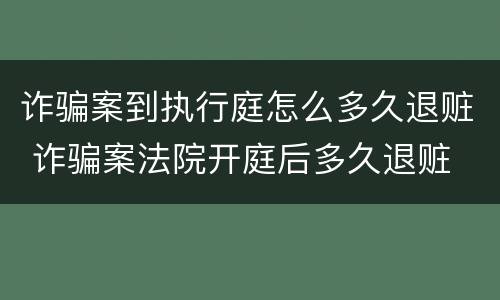 诈骗案到执行庭怎么多久退赃 诈骗案法院开庭后多久退赃