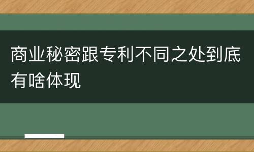 商业秘密跟专利不同之处到底有啥体现
