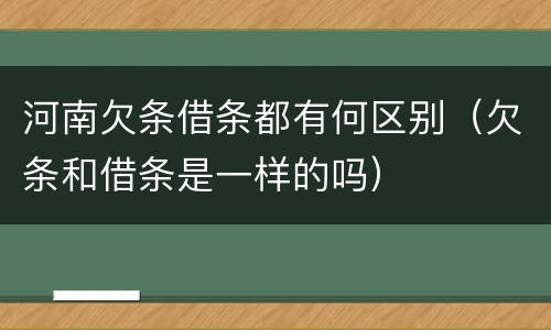 河南欠条借条都有何区别（欠条和借条是一样的吗）