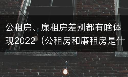 公租房、廉租房差别都有啥体现2022（公租房和廉租房是什么意思）