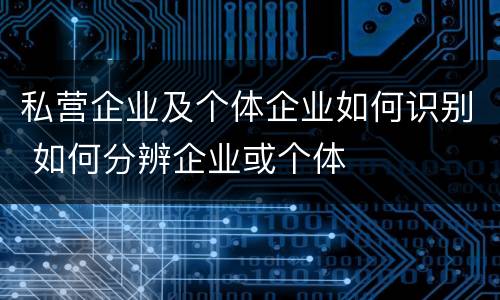 私营企业及个体企业如何识别 如何分辨企业或个体
