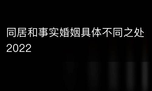 同居和事实婚姻具体不同之处2022