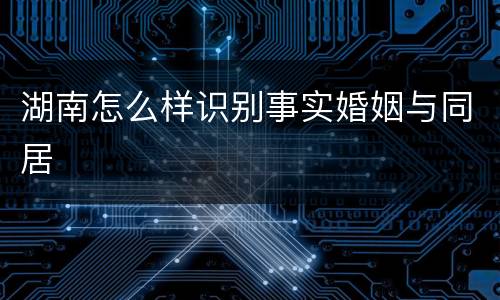 湖南怎么样识别事实婚姻与同居